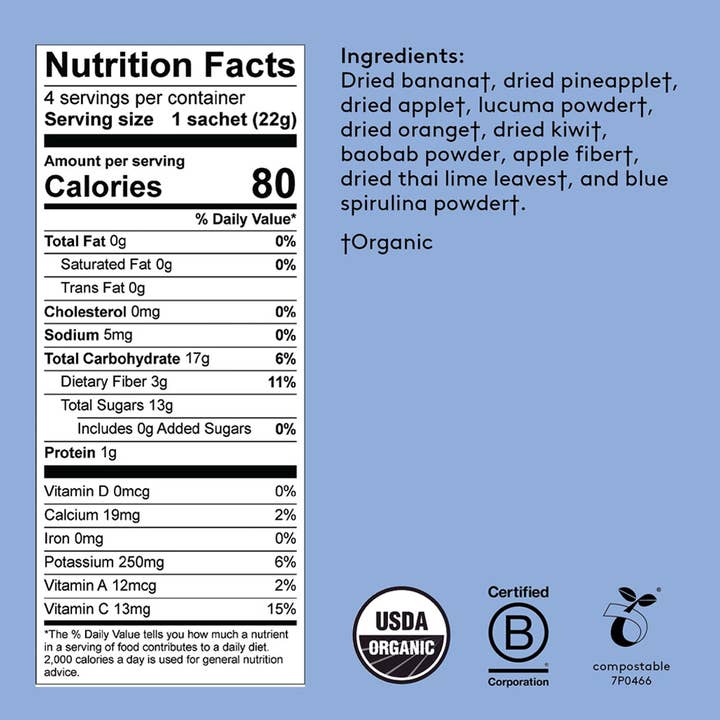 kencko - Wholesale Powdered Health Drink - Blues Organic Fruit & Veggie Smoothie Mix (4 smoothies)4