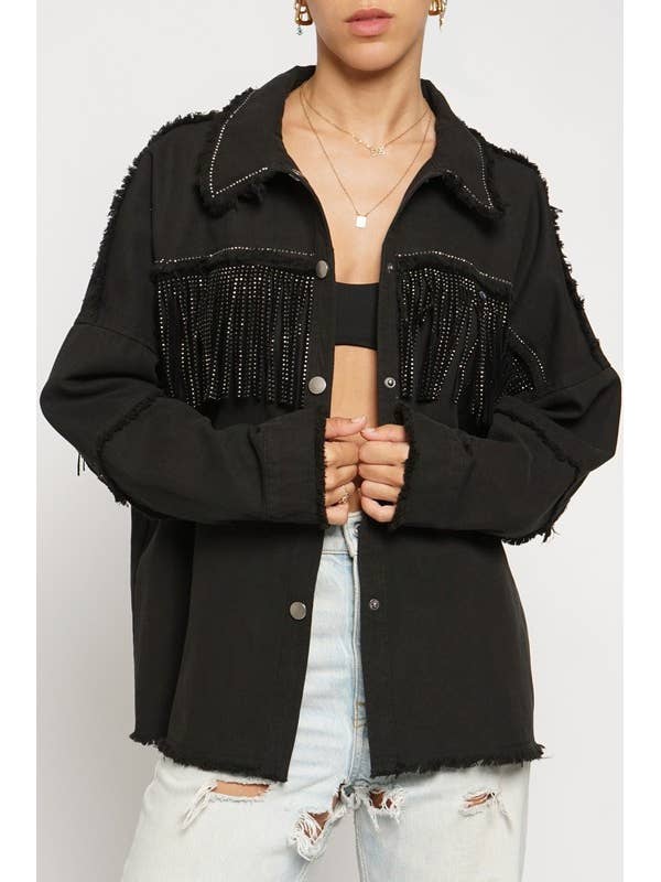 GIACCA IN DENIM CON FRANGE per la vendita all'ingrosso da parte di MintChoco