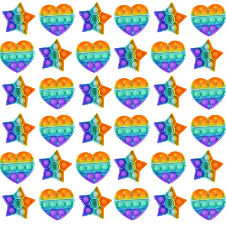 Curious Minds Toys – Engroshandel Fidget - Børn – Rainbow Mini 3 „hjerte og stjerne figurer boble Pop Fidget legetøj5