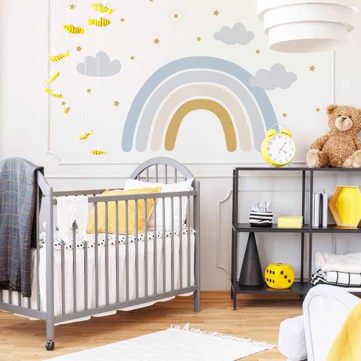 Wish On A Rainbow (blauwe mosterd) muurstickers voor wholesale door Mica-Mica