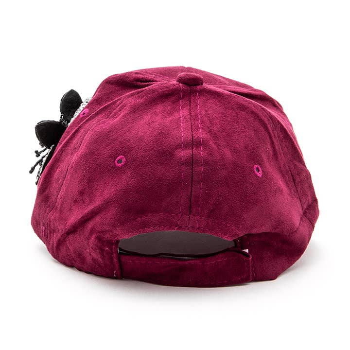 Artini Accessories - Wholesale Baseball Cap - Women's - Beaded Flower Rhinestone 3D Beaded Flower Suede Cap Fashion 5