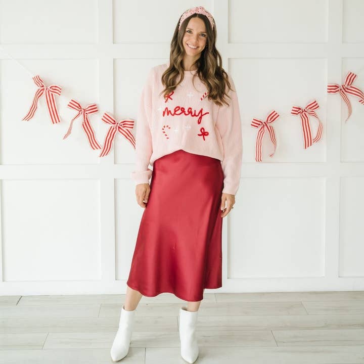 Sweet Wink - Wholesale Knit Sweater - Women's - Coquette Merry Christmas Knit Women's Sweater - Mommy and Me1