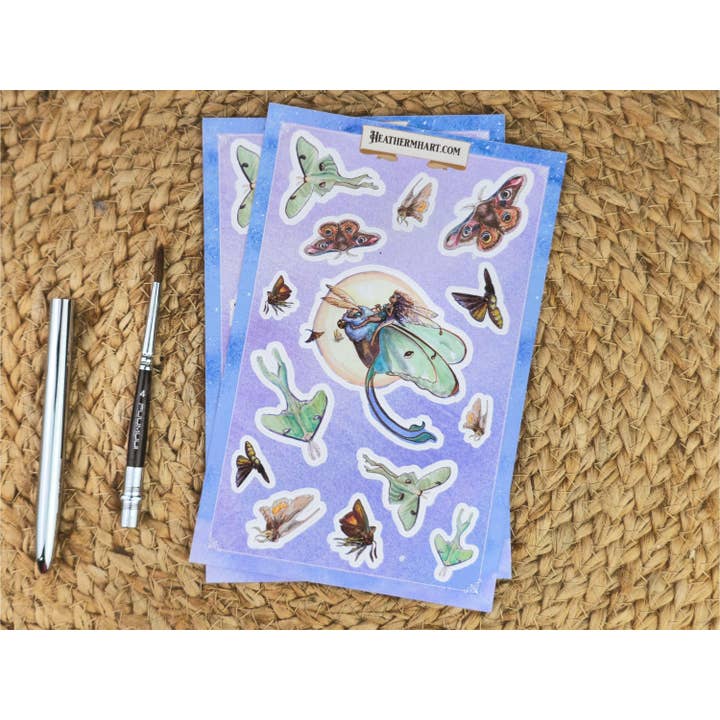 Wings of Fantasy - Wholesale Sticker - Lunar Moth Fairy Sticker Sheet | Magical Fantasy Planner Stickers | Celestial Journaling Stickers1