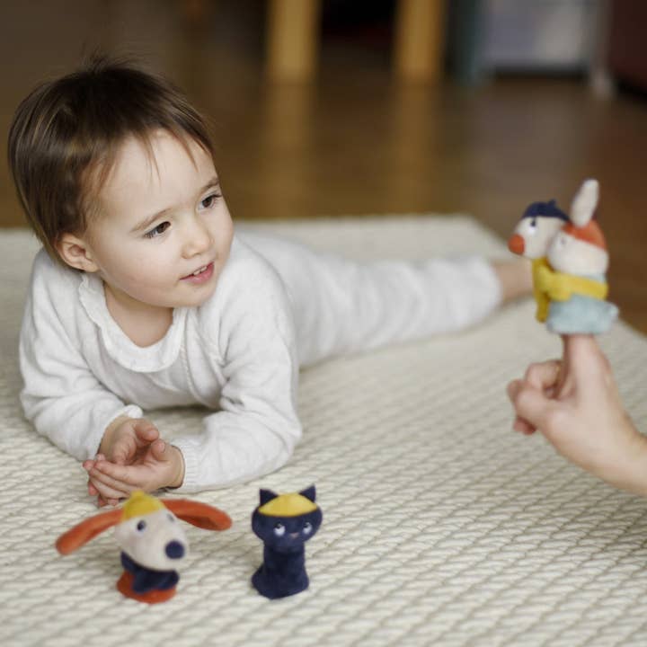 Ebulobo - Vente Marionnette à doigt – enfant et bébé - NOUVEAU : Set de 4 Marionnette de doigt Gabin Lapin