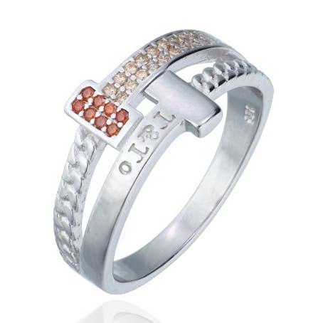 Sterlingsilberring Doppel-T für den Großhandel von Las Joyas de Amanda