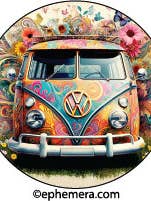 BUTTON: Psychedelic Bus for wholesale by Ephemera