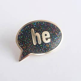 He Pronoun Pin for wholesale by Little Rainbow Paper Co