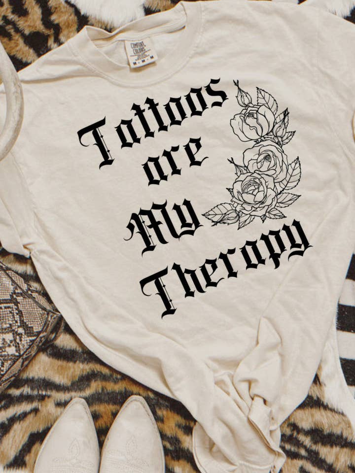Tattoos Are My Therapy Comfort Colors Tee for wholesale by Twisted Iron Wholesale