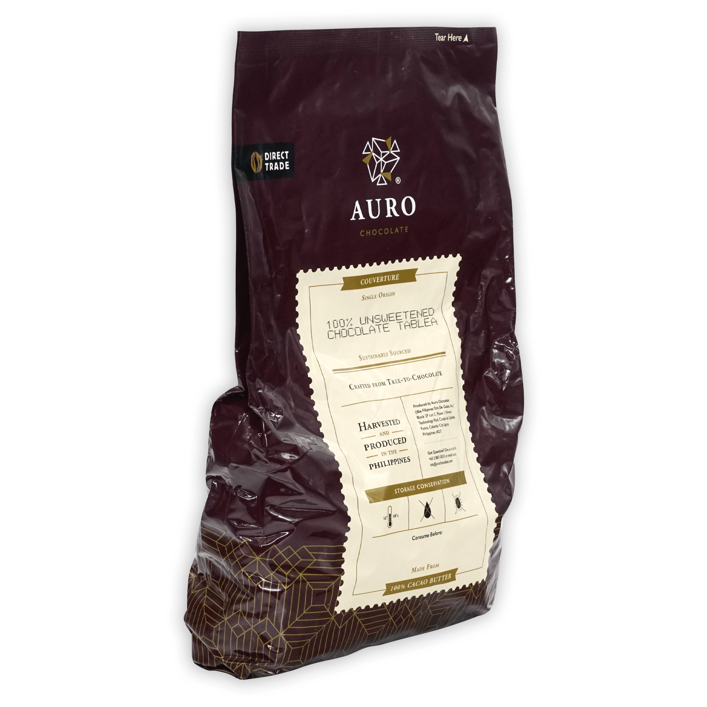 Bar & Cocoa Chocolate - Wholesale Baking Chocolate - Auro Bulk Baking Dark Chocolate Unsweetened Coins 100% 1kg1