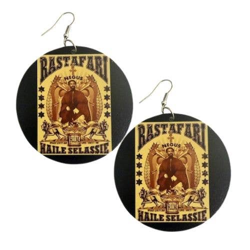 RASTAFARI Negus HIM Statement Dinglande Träörhängen för wholesale av Kerena Nicole