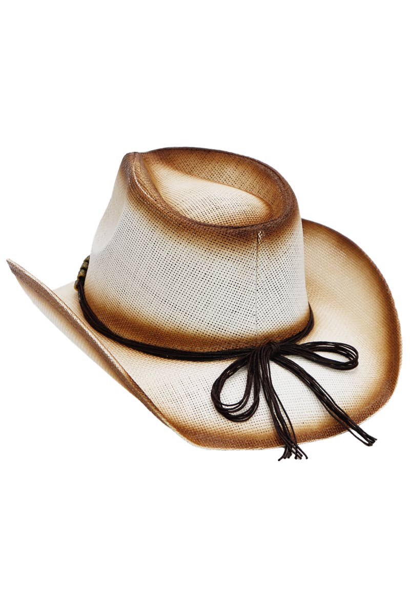 Cap Zone - Wholesale Cowboy Hat - Women's - Butterfly Emblem Waxed String Straw Cowboy Hat11
