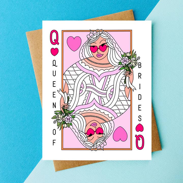 Queen of Brides Funny Wedding Engagement Card for New Bride for wholesale by Top Hat and Monocle