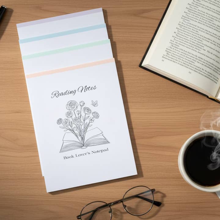 Book Lover Reading Notepad | Tear-Off Book Review Pad | Reader Gift | Minimalist Floral Stationery for wholesale by Ann Gregory Designs