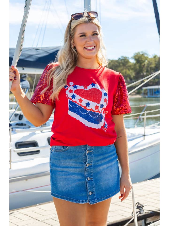 Blue The Lacey Mid-Wash Denim Skort for wholesale on Faire6