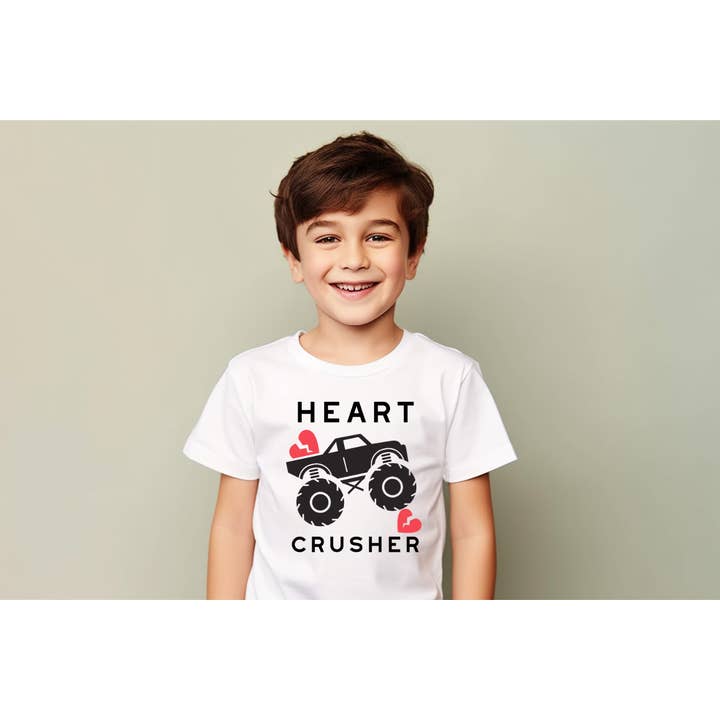 In The Wild - Wholesale Screen Printed T-Shirt - Kids - Heart Breaker Toddler T-shirt - Monster Truck Design