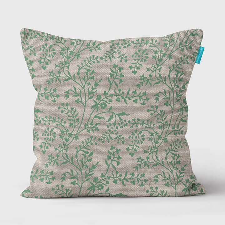 Green Lavender Ecru Cushion for wholesale by Perkins & Morley