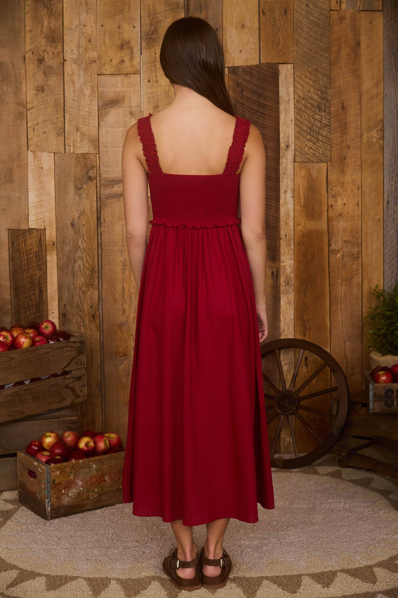 Blu Pepper - Wholesale Jurk - Dames - MIDI-JURK MET SMOCKWERK, MOUWLOOS EN KNOOPSLUITING5