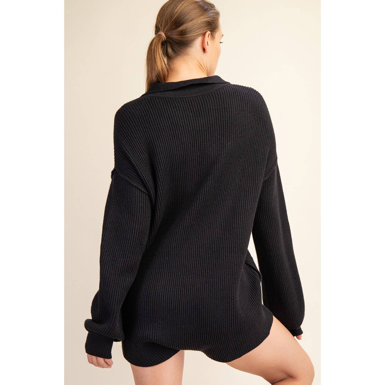 Apolline - Wholesale Romper - Women's - Long Sleeve Ribbed Knit Sweater Romper with Pockets7