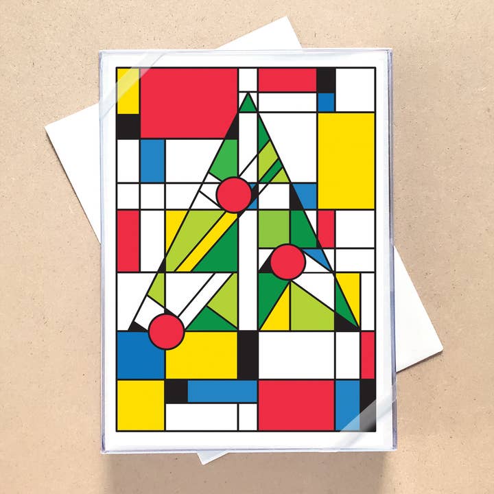 Cartões de Natal em caixa de árvore Mondrian por atacado de Allport Editions