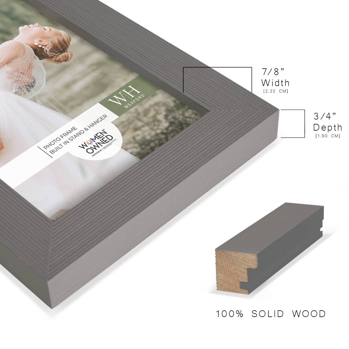 Wexford Home - Wholesale Picture Frame - Photo Frame, Real Wood with Texture, Grey1