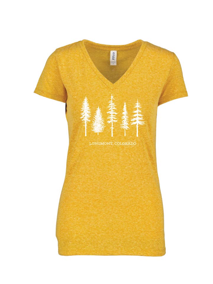 MT Brand Apparel - Wholesale Screen Printed T-Shirt - Women's - Pine Tree - Customizable - V-Neck Tee2