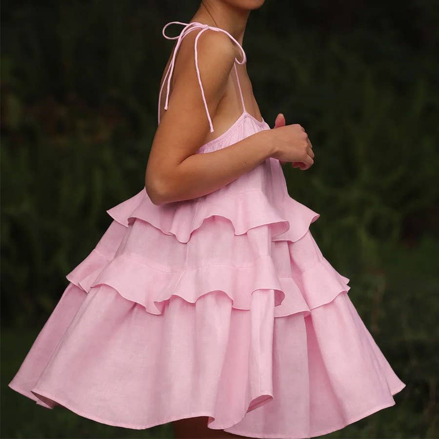 HIDDENBRAND - Wholesale Dress - Women's - Multi-Layered Ruffle Cake Backless Slip Dress12