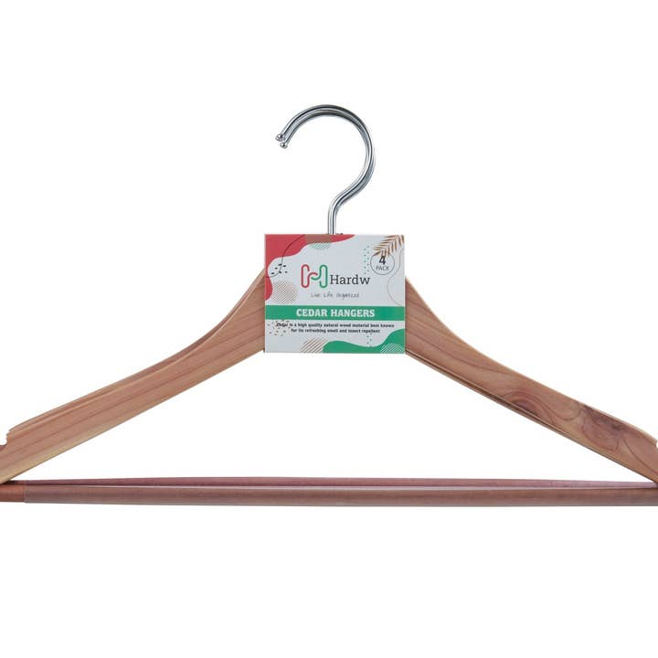 DEILSY - Wholesale Clothes hangers - Cedar Wood Light Brown Suit Hangers (4pcs Per Paper Sleeve) 10