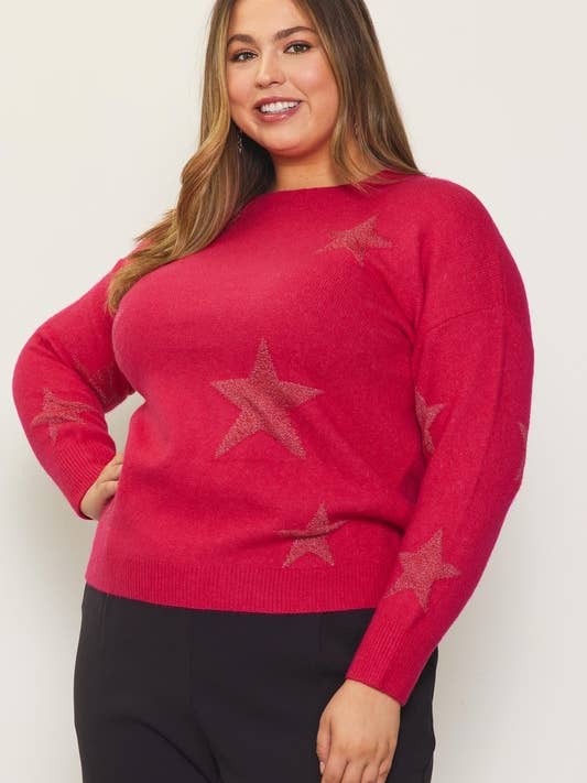 Plus Size Lurex-stjärnmönstrad tröja för wholesale av SKIES ARE BLUE