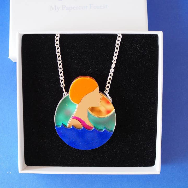 Collar acrílico para nadar en el mar, collar de nadador para venta al por mayor de My Papercut Forest