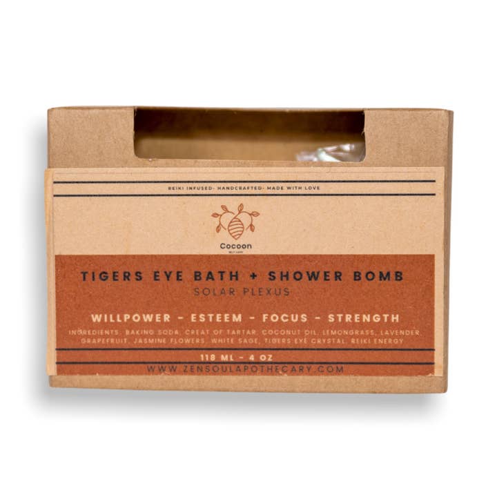 Tiger's Eye Bath + Shower Bomb SOLAR PLEXUS for wholesale by Zen Soul Apothecary