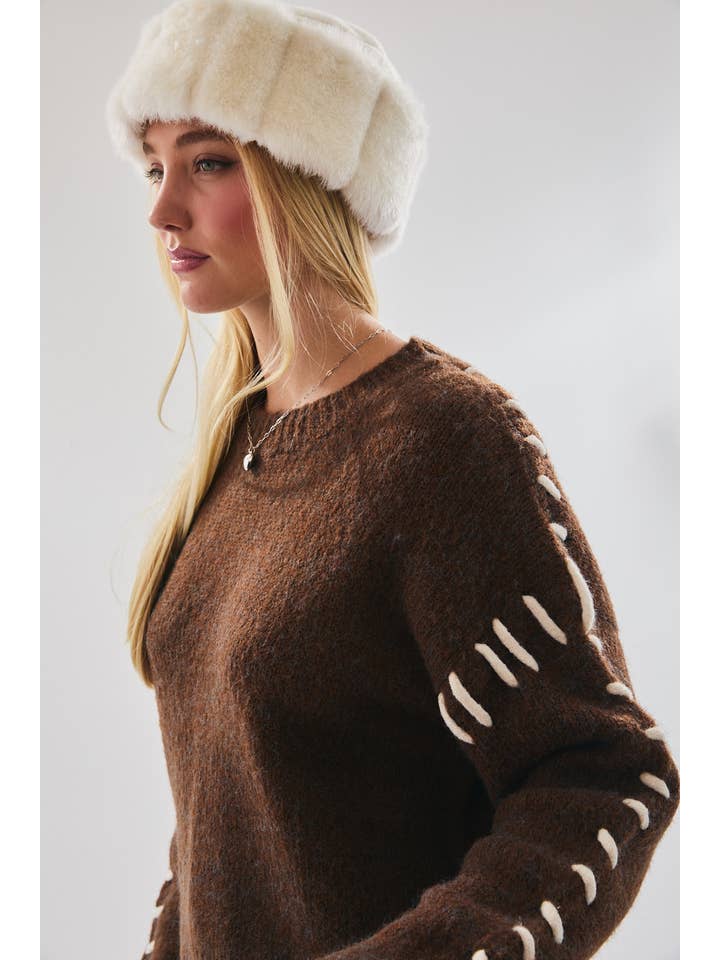 LE LIS - Wholesale Knit Sweater - Women's - STITCH DETAIL SWEATER TOP33