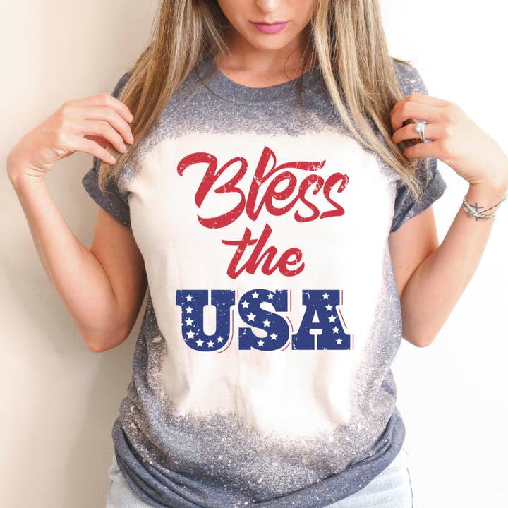 Bless The USA 4th Of July Tee for wholesale by Hello Gorgeous Apparel
