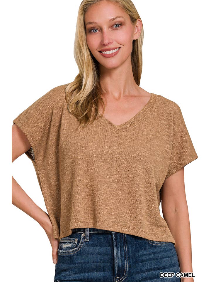 42POPS – wholesale Stickad topp - Dam – ._ Droppad axel Lättvikts Slubtröja2