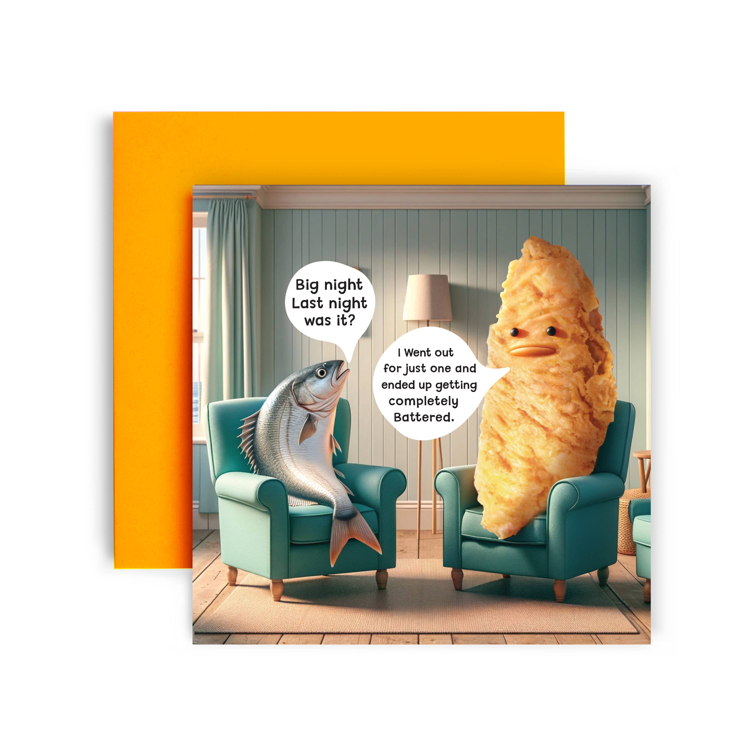 Huxters - Wholesale Birthday Card - Got Battered Cod Birthday Card