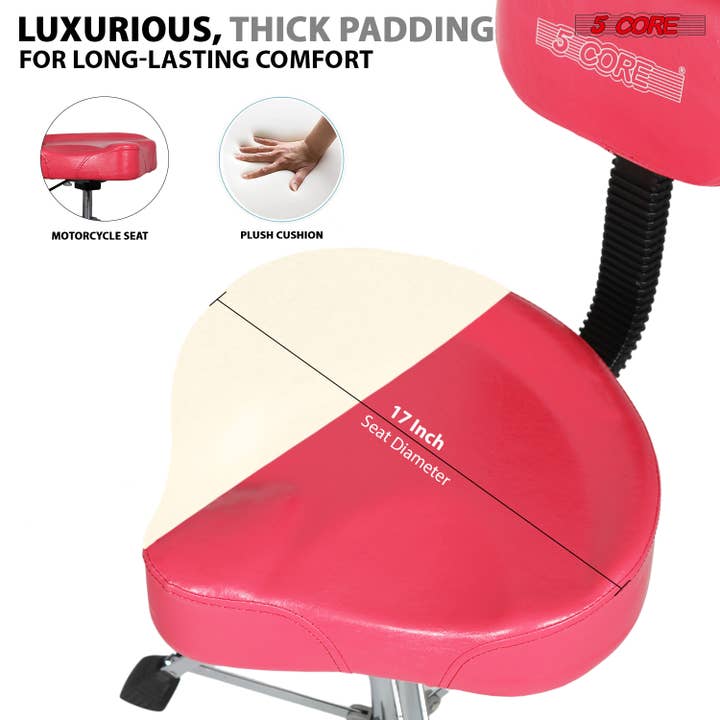 K Cube Inc - Wholesale Musical Instrument - 5 Core Drum Throne Backrest 4" Padded Adjustable 441Lb Stool9