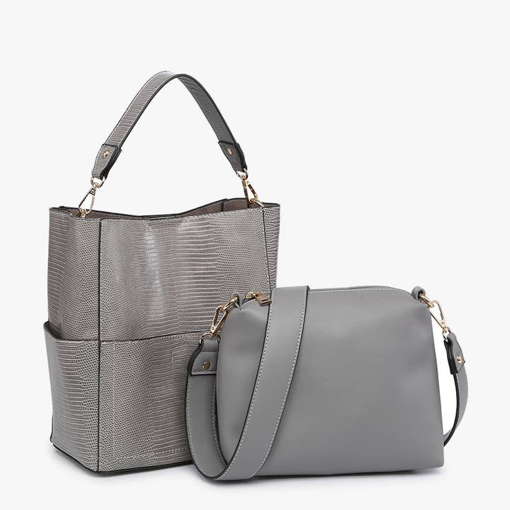 Jen & Co. - Venta al por mayor Bolso con asas - Mujer - M1714LZ Abby Lizard Bolsa 2 en 1 con correa para guitarra1
