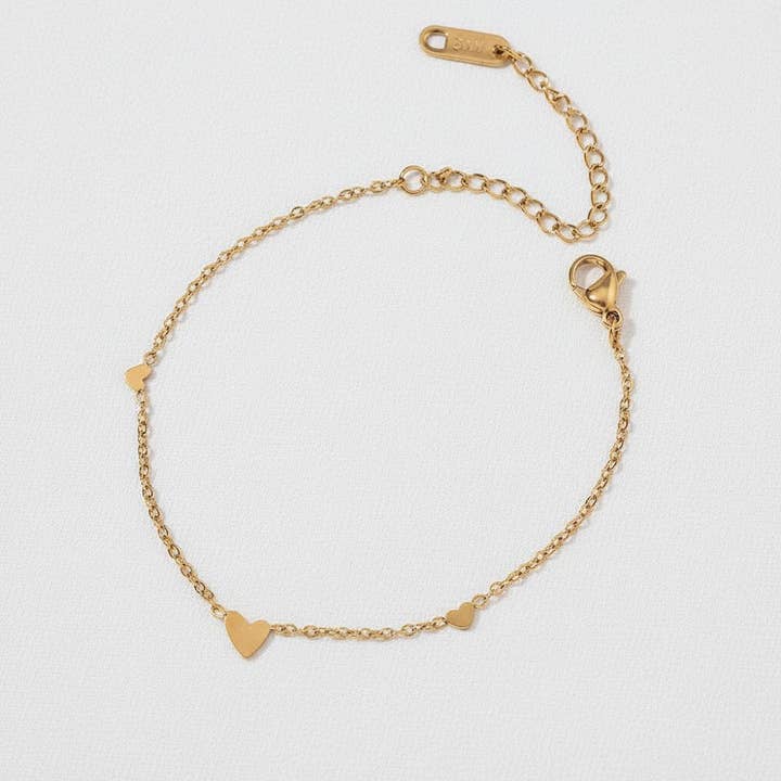 Gold Heart Charm Chain Bracelet for wholesale by paperln