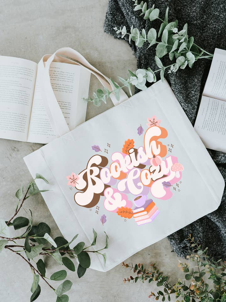 Bookish & Cozy Linen Tote Bag for wholesale by The Bookish Bird Co.