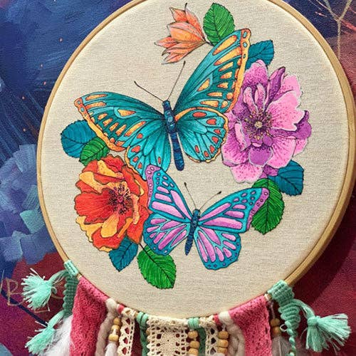 MANIK - Vente Kit de bricolage - Kit de peinture BUTTERFLY DIY Dreamcatcher, kit de bricolage avec 5 SHARPIES6