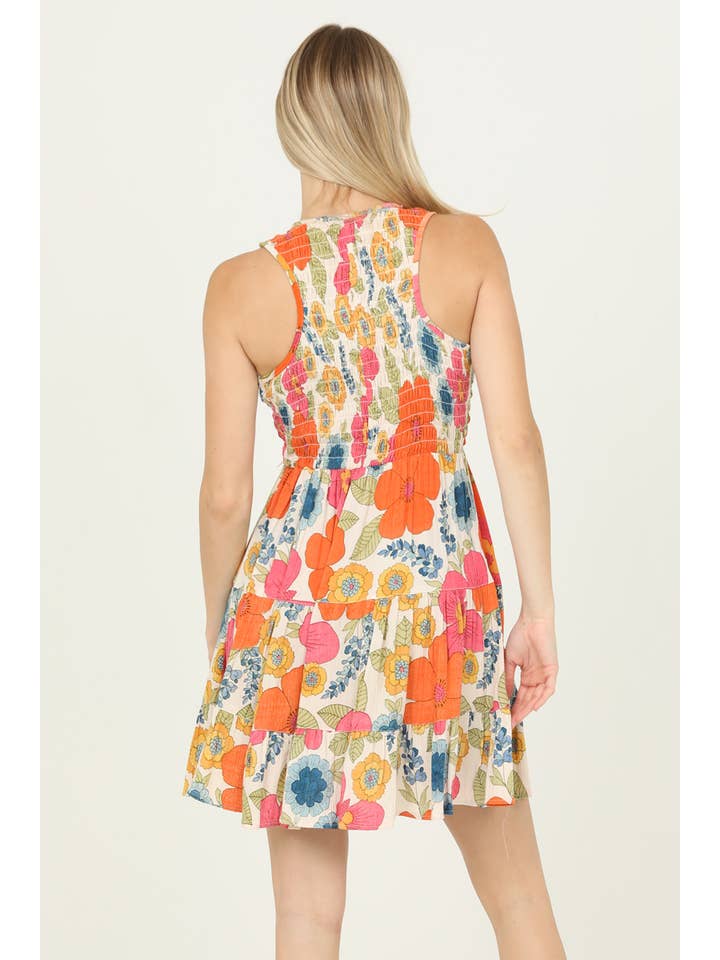 ANGIE - Wholesale Dress - Women's - C4881-FQ94 SMOCKED BODICE V NECK RACER BACK TANK DRESS