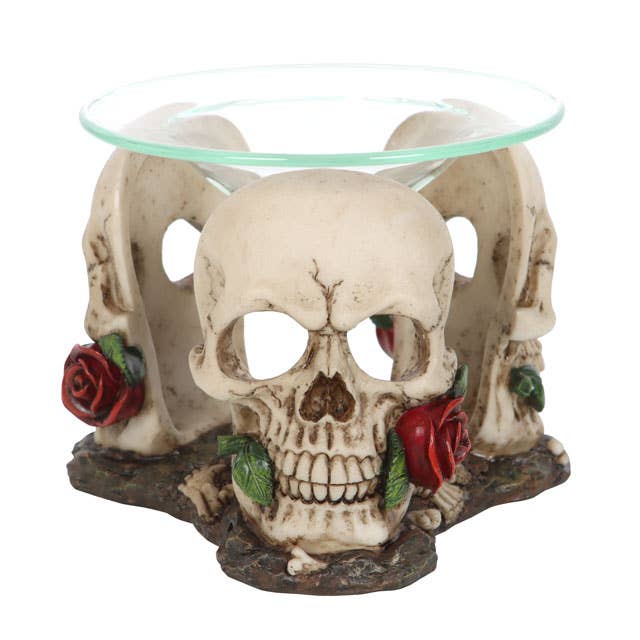 Something Different Wholesale - Wholesale Wax Warmer - Resin and Glass Skull Rose Oil Burner and Wax Warmer1