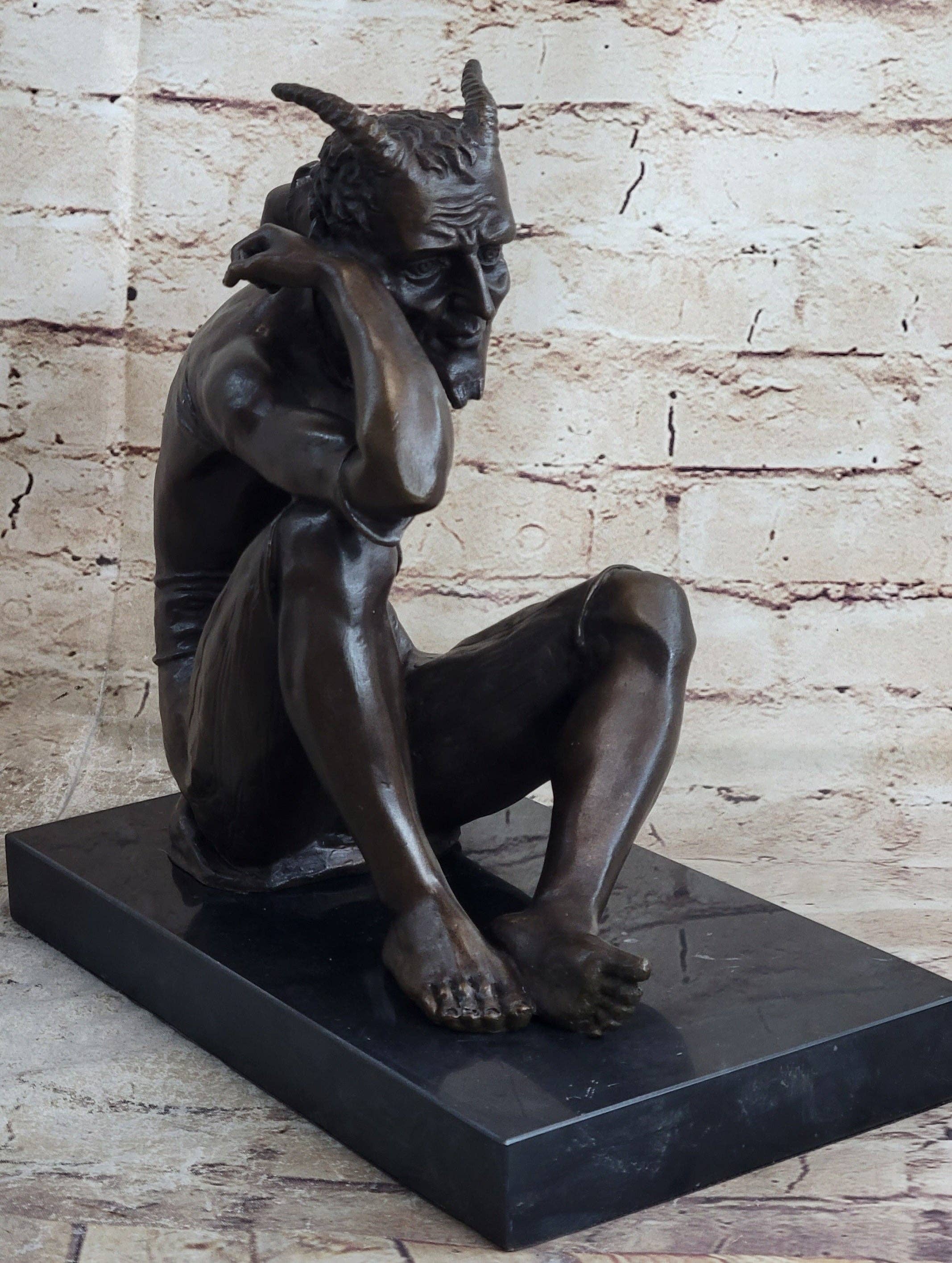 Bronzhaus - Wholesale Sculpture - Satan Devil Demon Satyr Bronze Statue Sculpture Figure Art 7.5" x 8"2