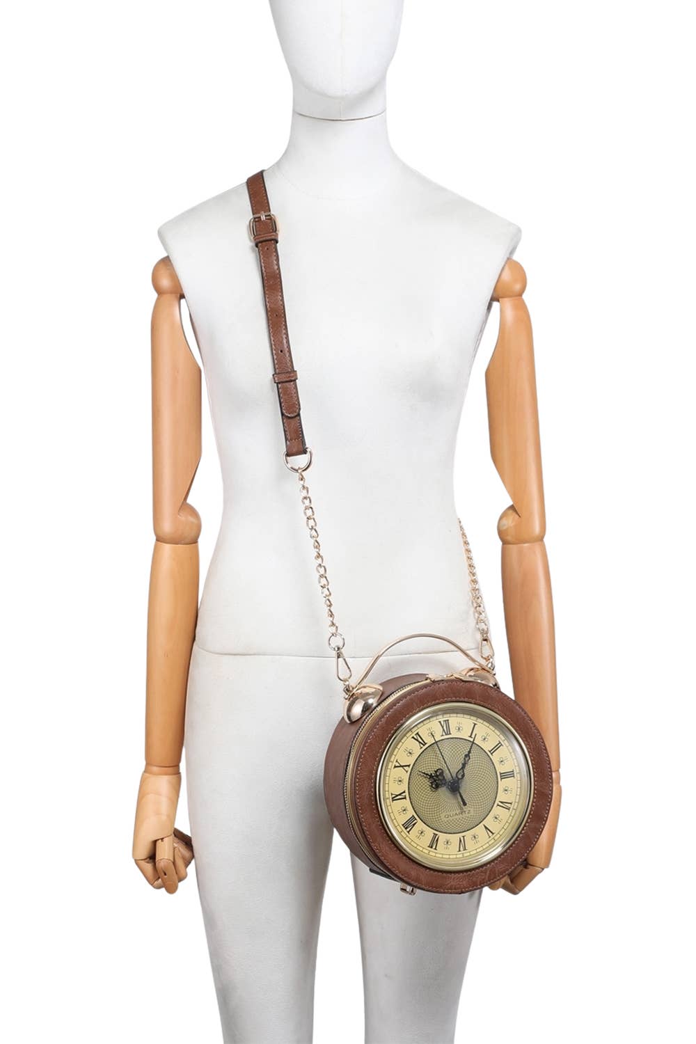 Ellas Trading - Wholesale Crossbody Bag - Women's - Vintage Clock-Inspired Crossbody Bag with Chain Strap6
