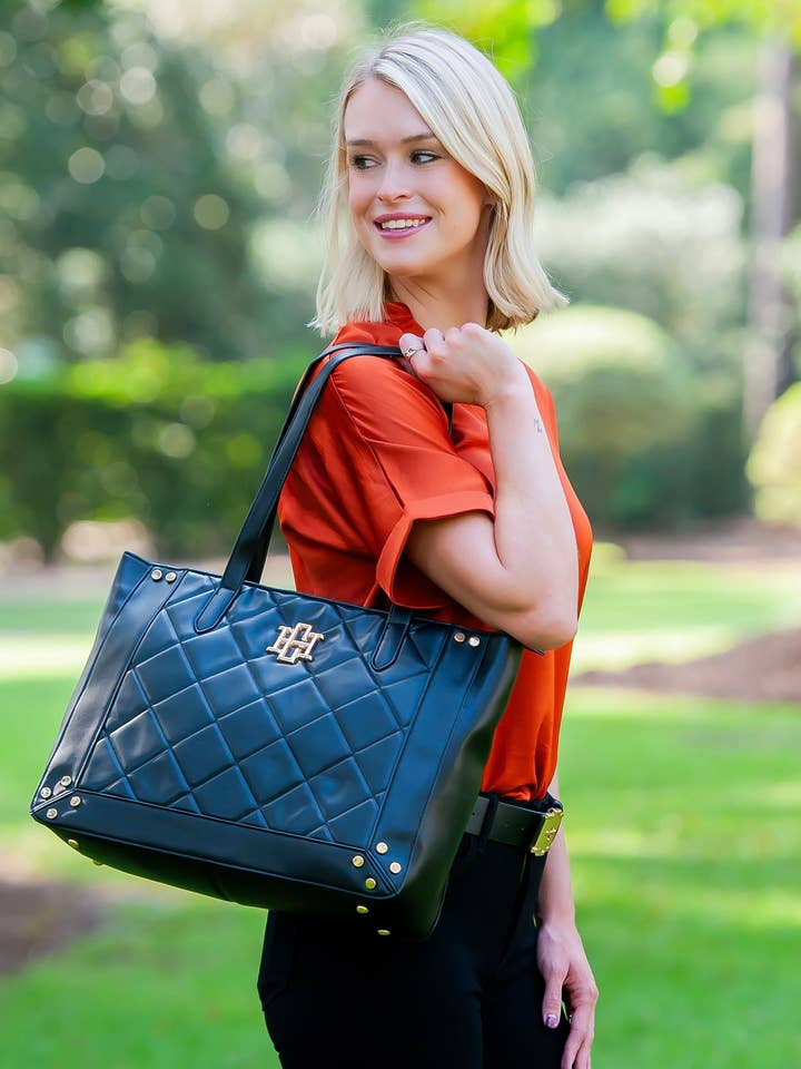Sophie Zippered Tote Black LD for wholesale by Caroline Hill