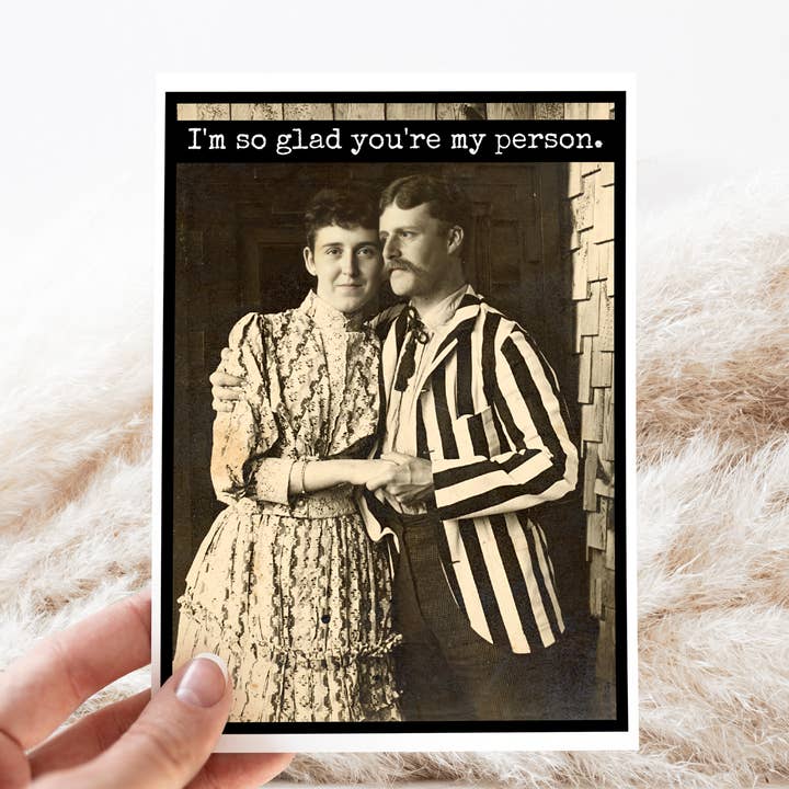 Grußkarte. Ich bin so froh, dass du mein Mensch bist. Liebe, Valentine. für den Großhandel von Raven's Rest Studio