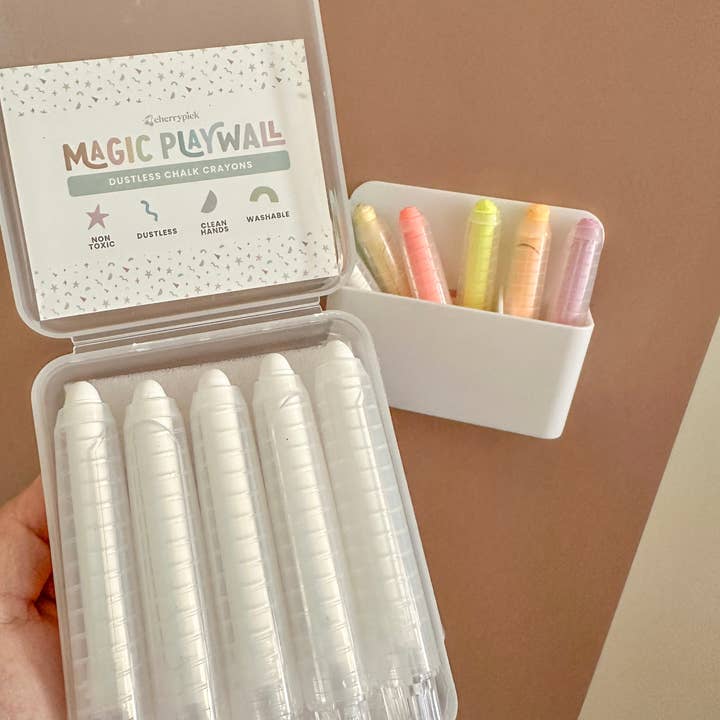 Cherrypick - Wholesale Magnet - Kids & Baby - Dustless Chalk Crayons + Magnetic Holder Bundle for Magic Playwall4