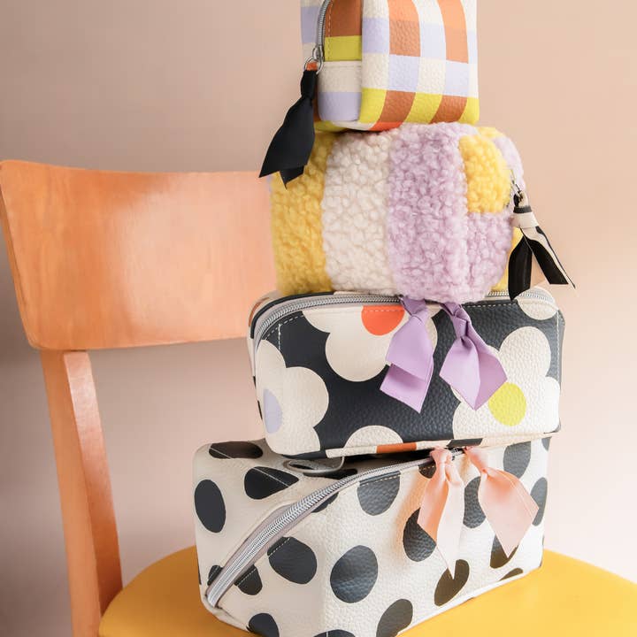 Caroline Gardner - Wholesale Makeup/Cosmetic Bag - Multi Stripe Borg Mini Cube Cosmetic Bag4