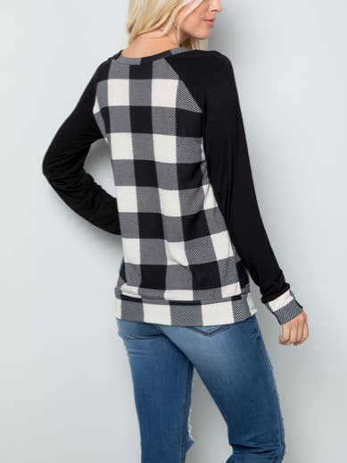 Body imprimé Buffalo avec haut uni à manches longues et col rond pour la vente par aa24