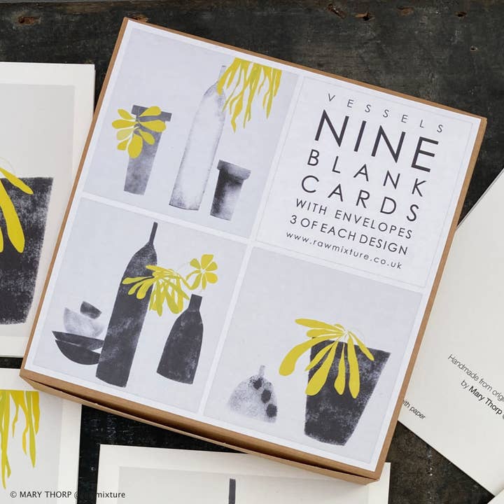 Box of 9 small note cards - VESSELS COLLECTION for wholesale by Raw Mixture