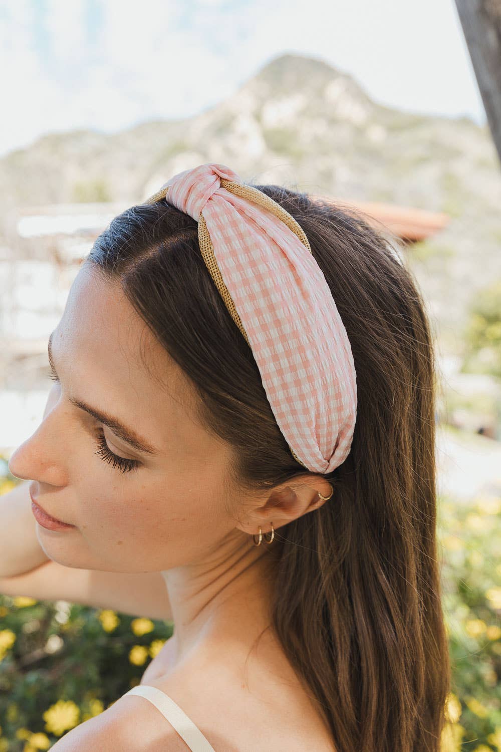 Leto Accessories - Wholesale Fashion Headband - Women's - Gingham Pique Woven Knot Headband 🌼3